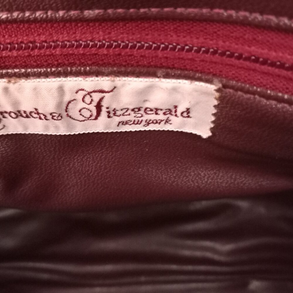 VINTAGE 80S 90S CROUCH & FITZGERALD BURGUNDY LEATHER BARREL PURSE BAG - Picture 9 of 9